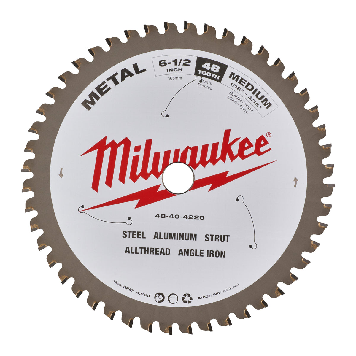 Milwaukee Kreissägeblatt für Metall-Handkreissägen Ø 165 x 15.87 mm Z48 – Produktbild 1