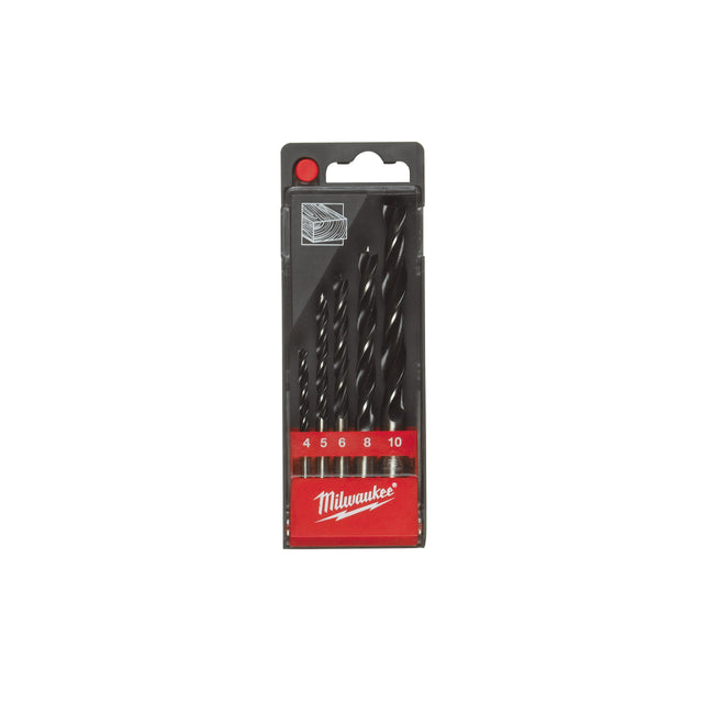 Milwaukee Holzspiralbohrer DIN 7487 E Kassette 5-teilig – 4/5/6/8/10 mm – Produktbild 1