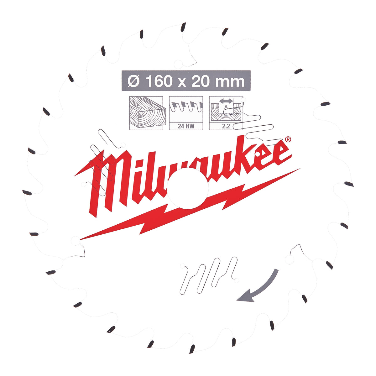 Milwaukee Kreissägeblatt Holz für Handkreissägen Ø 160 x 20 mm Z24 Wechselzahn – Produktbild 1