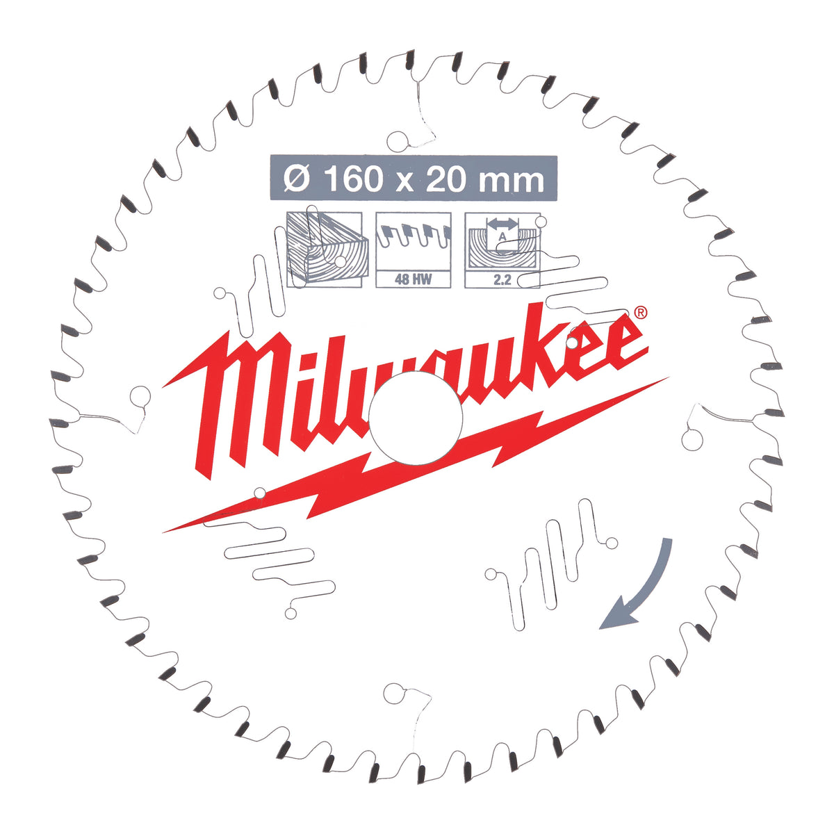 Milwaukee Kreissägeblatt Holz für Handkreissägen Ø 160 x 20 mm Z48 Wechselzahn – Produktbild 1
