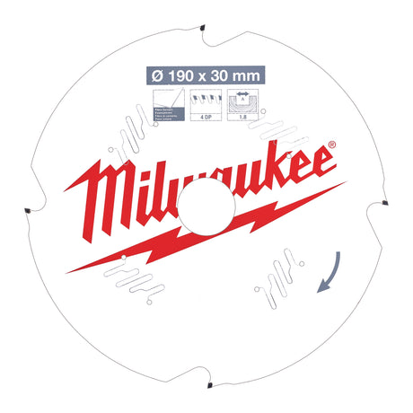 Milwaukee Kreissägeblatt Faserzement für Handkreissägen Ø 190 x 30 mm Z4 Diamant – Produktbild 1