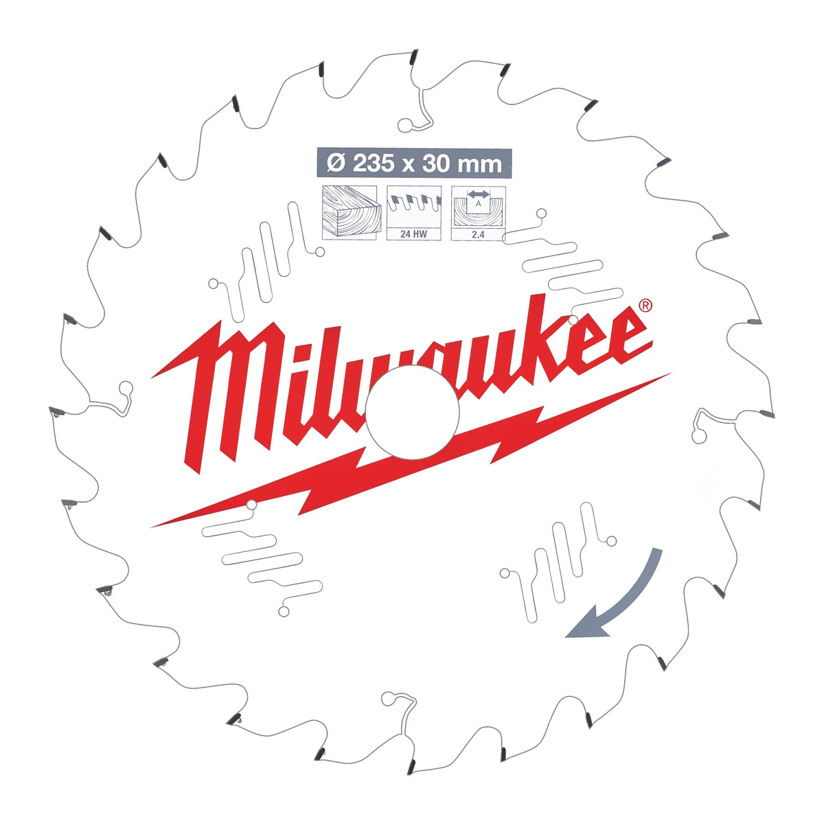 Milwaukee Kreissägeblatt Holz für Handkreissägen Ø 235 x 30 mm Z24 Wechselzahn – Produktbild 1