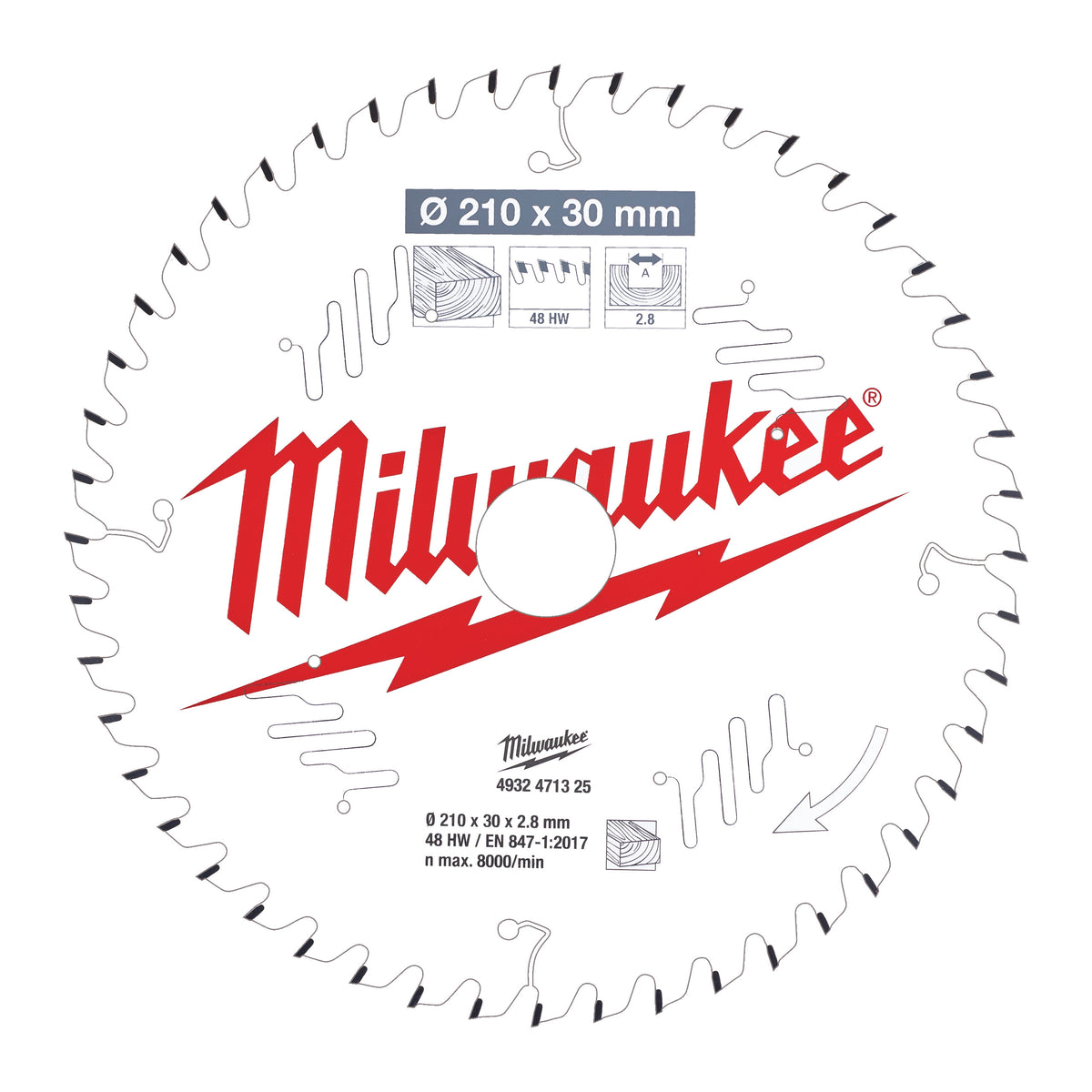 Milwaukee Kreissägeblatt Holz für Tischkreissägen Ø 210 x 30 mm Z48 Wechselzahn – Produktbild 1