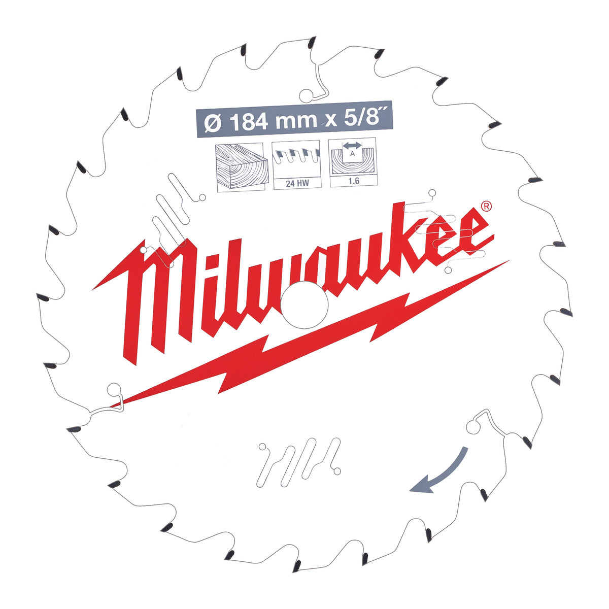 Milwaukee Kreissägeblatt Holz für Handkreissägen Ø 184 x 15.87 mm 24 Wechselzahn – Produktbild 1