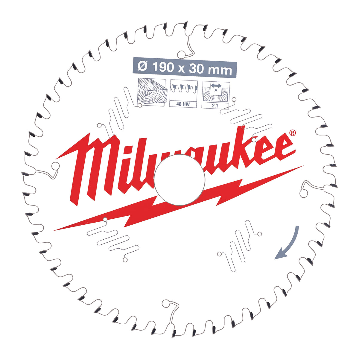 Milwaukee Kreissägeblatt Holz für Handkreissägen Ø 190 x 30 mm Z48 Wechselzahn – Produktbild 1