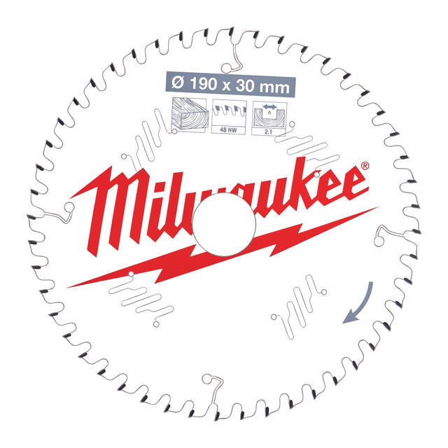 Milwaukee Kreissägeblatt Holz für Handkreissägen Ø 190 x 30 mm Z48 Wechselzahn – Produktbild 1