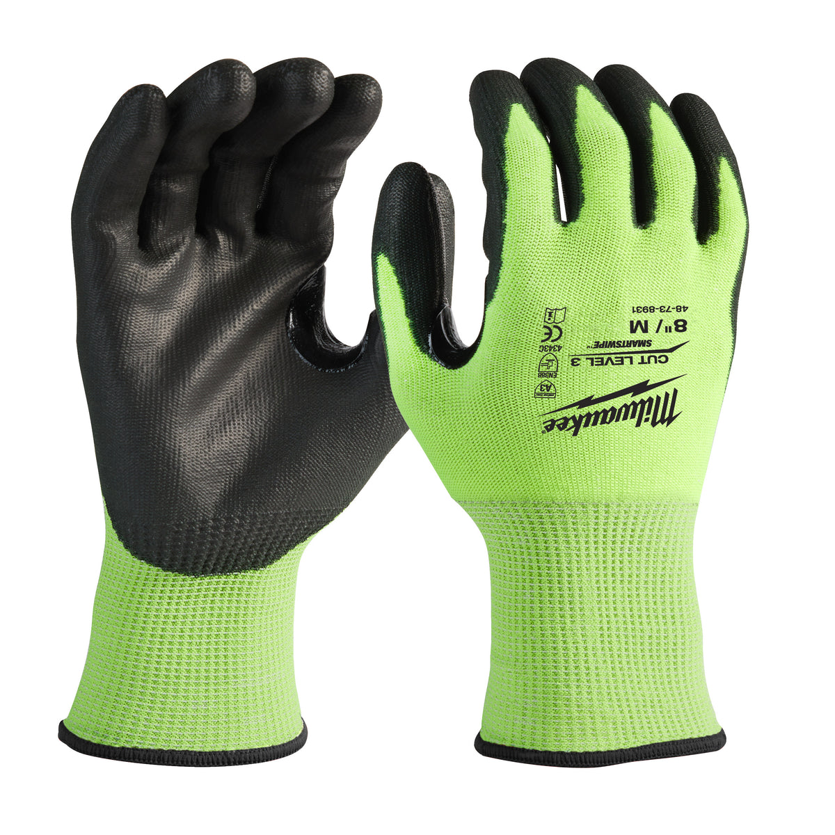 Milwaukee Hi-Vis Schnittschutzhandschuhe Klasse 3/C – Produktbild 1
