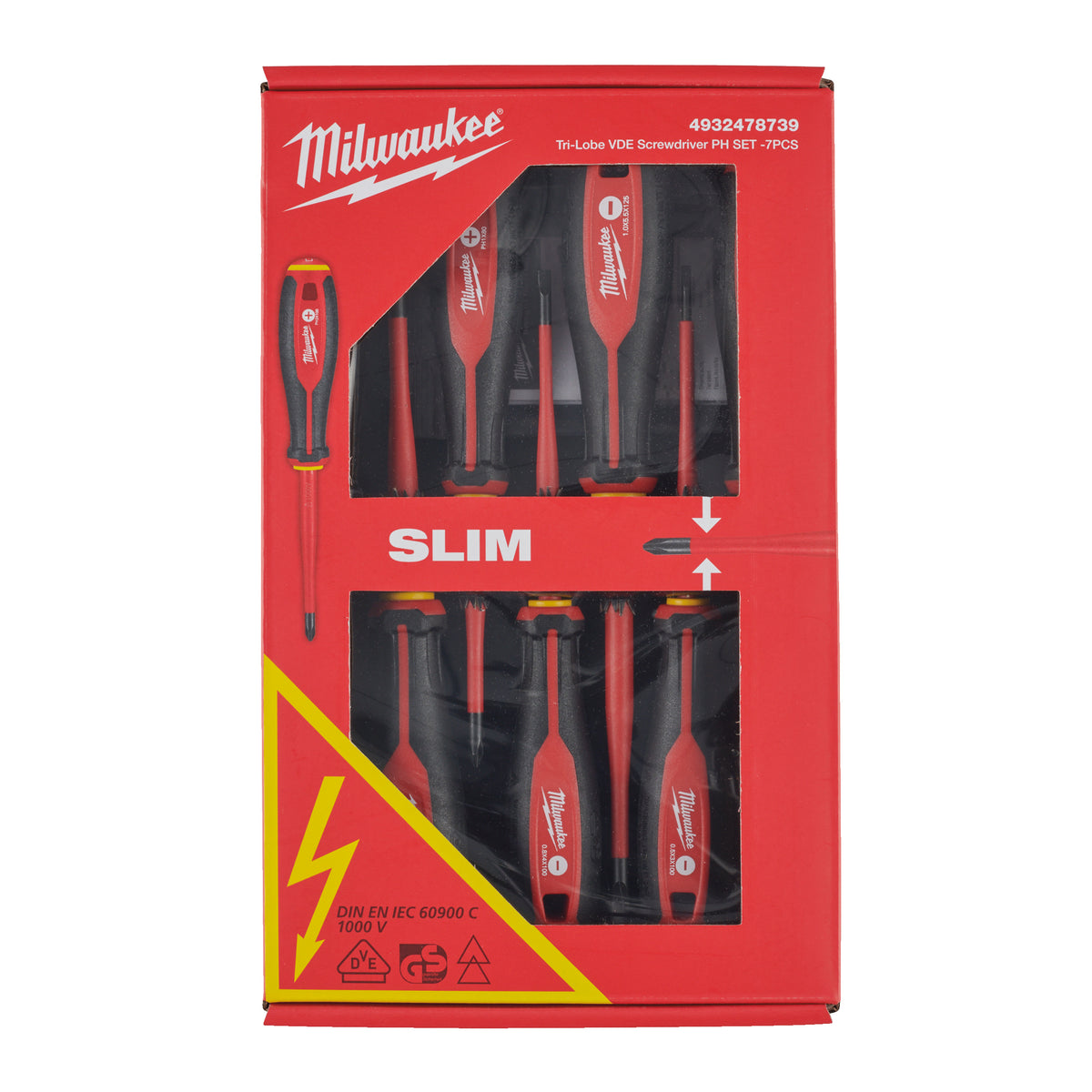 Milwaukee Tri-Lobe Schrauberdreher, VDE geprüft 7-teiliges Set SL/PH/Spannungsprüfer – Produktbild 1