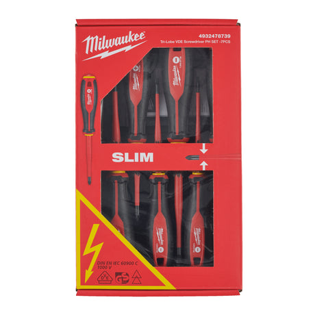 Milwaukee Tri-Lobe Schrauberdreher, VDE geprüft 7-teiliges Set SL/PH/Spannungsprüfer – Produktbild 1