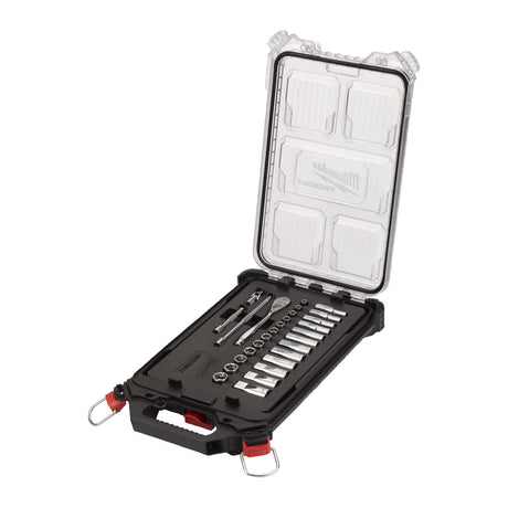 Milwaukee Ratschen- und Steckschlüsseleinsatz Set 1/4" metrisch 28-teilig im PACKOUT Compact-Organiser Slim – Produktbild 1