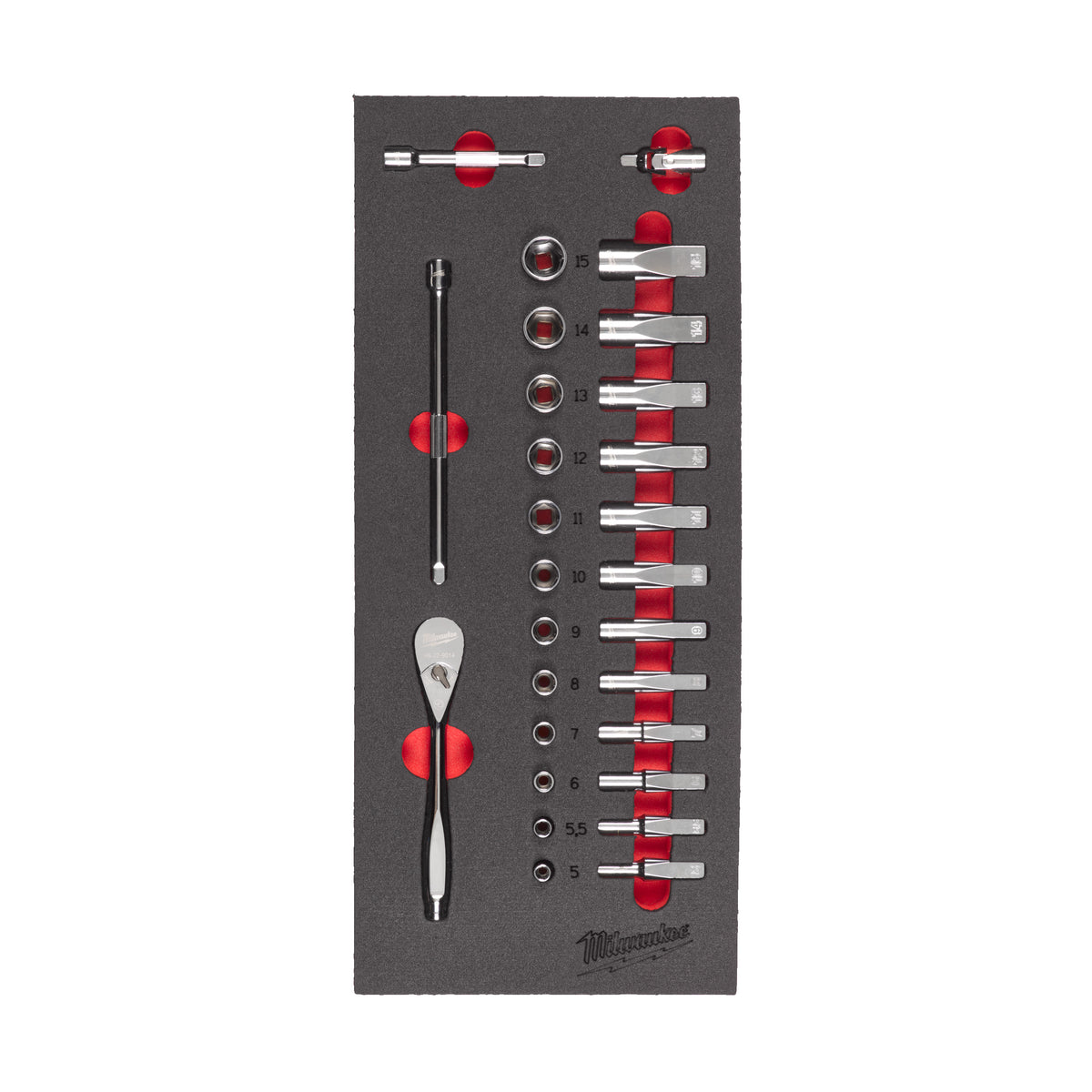 Milwaukee 1/4" Ratschen- & Steckschlüsseleinsätze Einlage 28-teilige Einlage für Werkstattwagen 78 cm – Produktbild 1