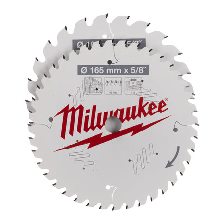 Milwaukee Kreissägeblatt Holz für Akku-Handkreissägen Doppelpack 165/15.87 mm Z24 Wechselzahn u. 165/15.87 mm Z40 Wechselzahn – Produktbild 1