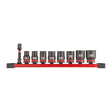 Milwaukee SHOCKWAVE Schlagnuss 3/8" kurz Set – 9-teiliges Set auf Schiene – Produktbild 1