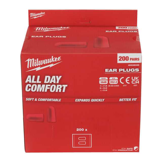 Milwaukee Einweg-Gehörschutzstöpsel Schaumstoff 200 Paar – Produktbild 1