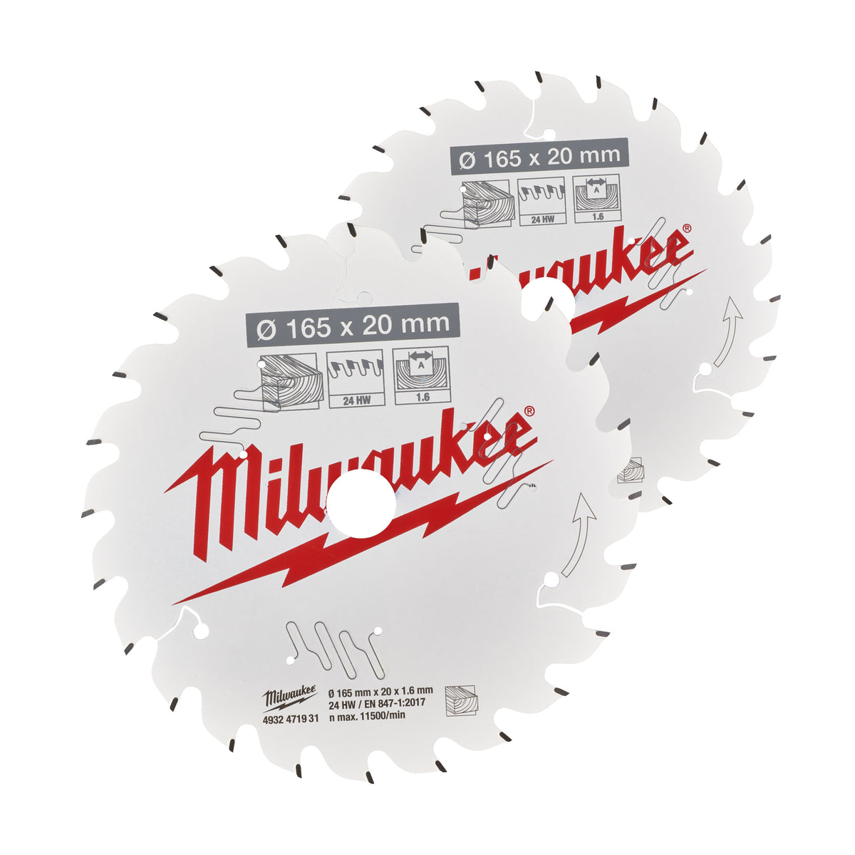 Milwaukee Kreissägeblatt Holz für Akku-Handkreissägen Ø 165 x 20 mm Z40 Wechselzahn – Produktbild 2