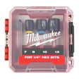 Milwaukee SHOCKWAVE Steckschlüssel 1/4" Set 4-teilig – 7.0/8.0/10/13 mm in PACKOUT kompatibler Kassette – Produktbild 1