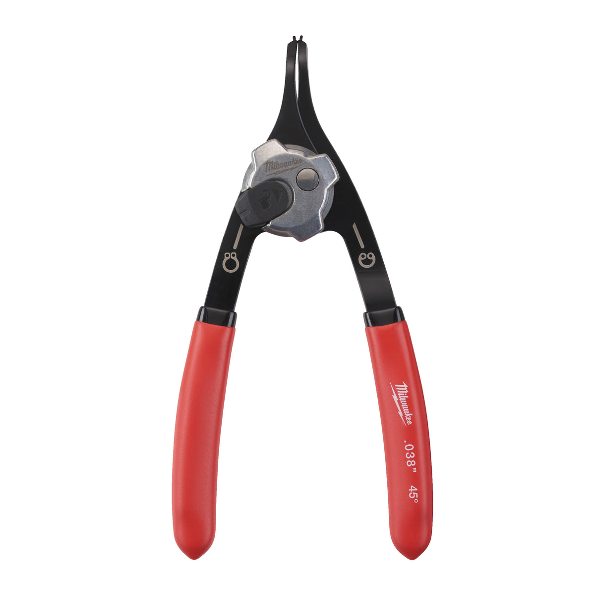 Milwaukee Sicherungsringzange für Wellen und Bohrungen 45° gekröpft, 0.9 mm Spitze, für Größe A0/J0 – Produktbild 1