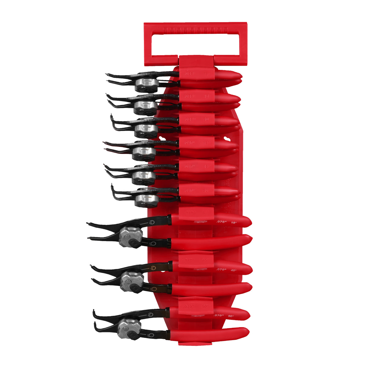 Milwaukee Sicherungsringzangen-Set 9-teilig, 0.9 mm / 1.2 mm / 1.8 mm, für Größe A0-A2 / J0-J2 – Produktbild 1