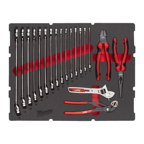 Milwaukee PACKOUT Ringmaulschlüssel und Zangen Einlage 19-teilige Einlage für PACKOUT Koffer mit Schubladen – Produktbild 1