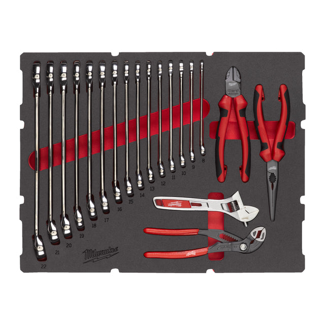 Milwaukee PACKOUT Ringmaulschlüssel und Zangen Einlage 19-teilige Einlage für PACKOUT Koffer mit Schubladen – Produktbild 1