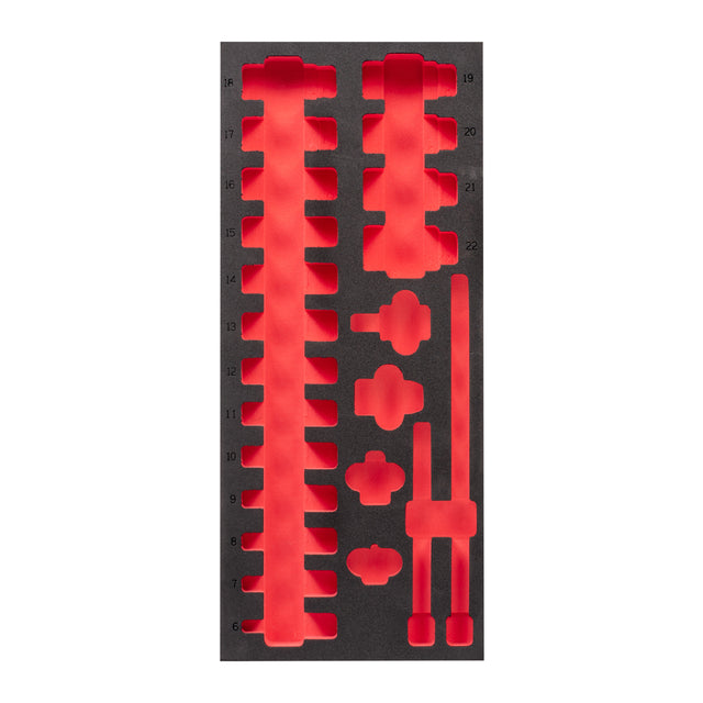 Milwaukee Schaumstoffeinlage 1/3 – für SHOCKWAVE 3/8" Schlagnüsse lang für Werkstattwagen 78 cm – Produktbild 1