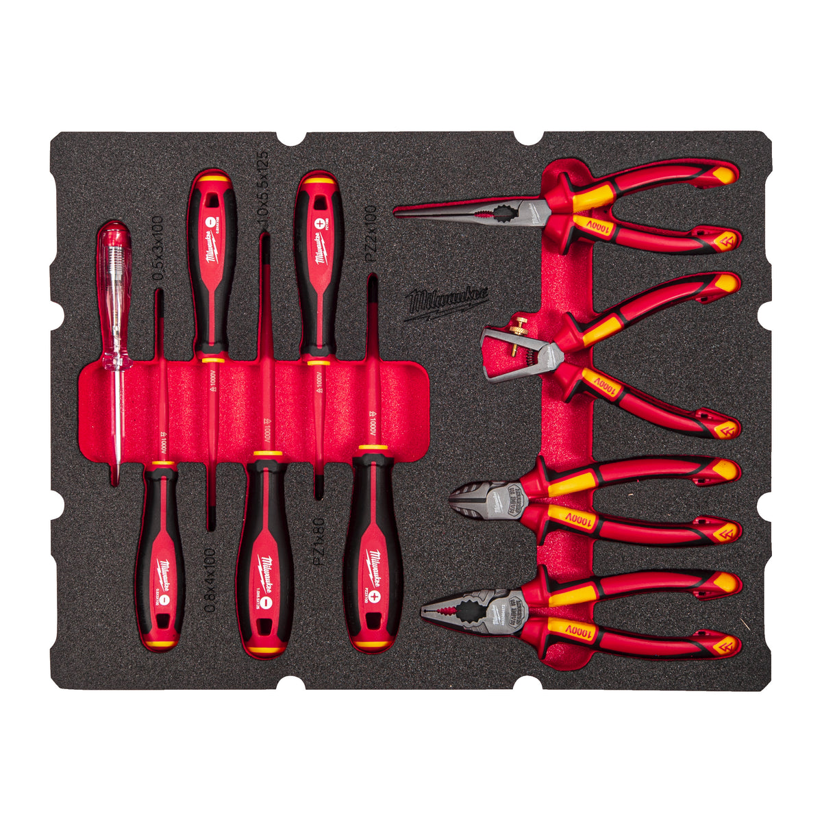 Milwaukee VDE Zangen und VDE Schraubendreher Einlage 10-teilige Einlage für PACKOUT Koffer mit Schubladen – Produktbild 1