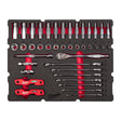 Milwaukee 3/8" Ratschen- u. Steckschlüsseleinsätze, Ratschen-Ringmaulschlüssel Einlage 55-teilige Einlage für PACKOUT Koffer mit Schubladen – Produktbild 1