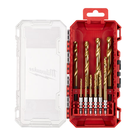 Milwaukee SHOCKWAVE Metallbohrer HSS-G RED HEX Titan 1/4" Set – 10-teilig – Produktbild 1