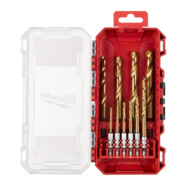 Milwaukee SHOCKWAVE Metallbohrer HSS-G RED HEX Titan 1/4" Set – 10-teilig – Produktbild 1