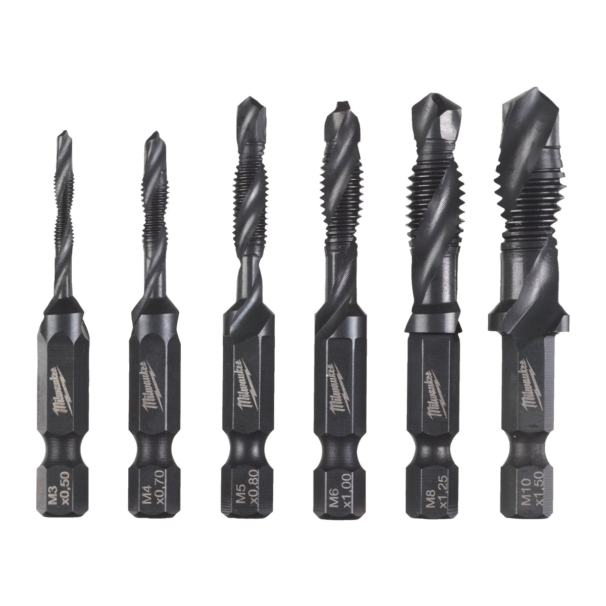 Milwaukee SHOCKWAVE Kombi-Gewindebohrer 1/4" Hex Set – 6-teilig Set – Produktbild 2