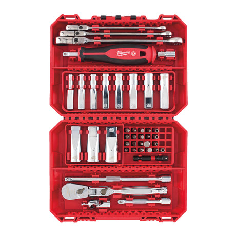 Milwaukee Ratschen-, lange Steckschlüsseleinsätze- und Handgriff Premium Set 1/4" metrisch, 42-teilig, in PACKOUT kompatibler Kassette – Produktbild 1