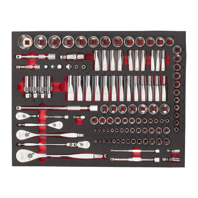 Milwaukee 1/4", 3/8" und 1/2" Ratschen- & Steckschlüsseleinsätze Einlage 119-teilige Einlage für Werkstattwagen 78 cm – Produktbild 1