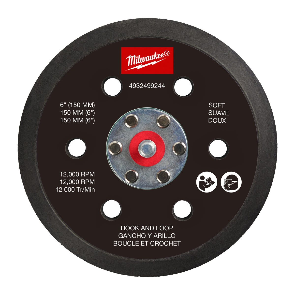 Milwaukee FROSBPSH150 Schleifteller für M12 FUEL 150 mm Exzenterschleifer - weich und mit Klettverschluss – Produktbild 1