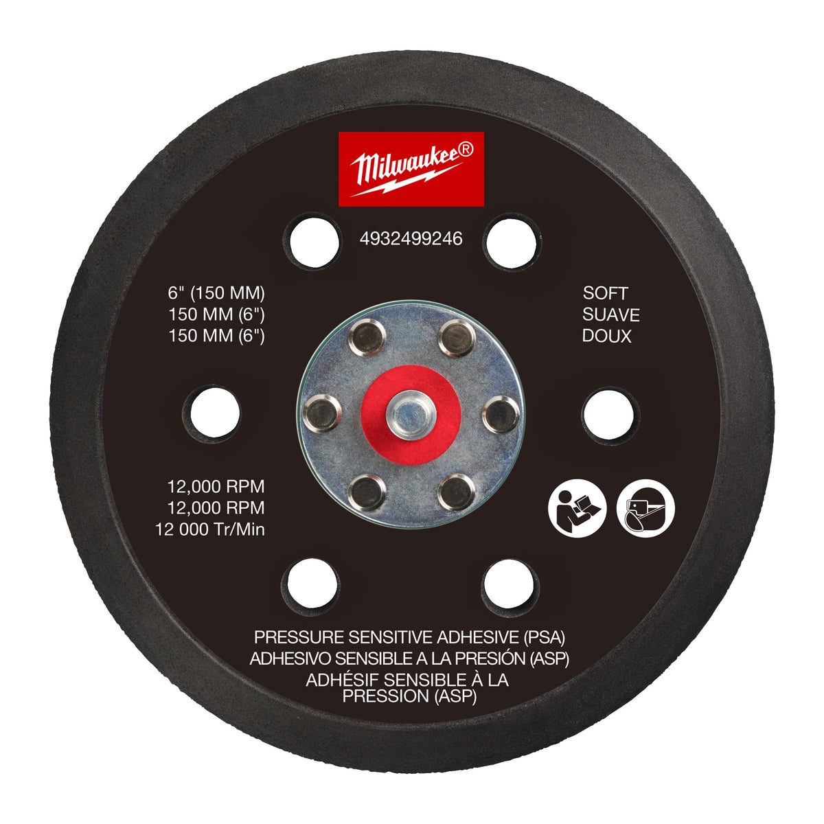 Milwaukee FROSBPSP150 Schleifteller für M12 FUEL 150 mm Exzenterschleifer - weich und druckempfindlich haftend (PSA) – Produktbild 1