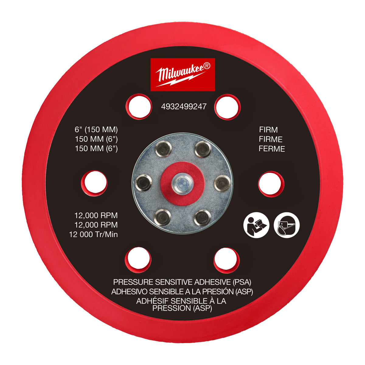 Milwaukee FROSBPHP150 Schleifteller für M12 FUEL 150 mm Exzenterschleifer - hart und druckempfindlich haftend (PSA) – Produktbild 1