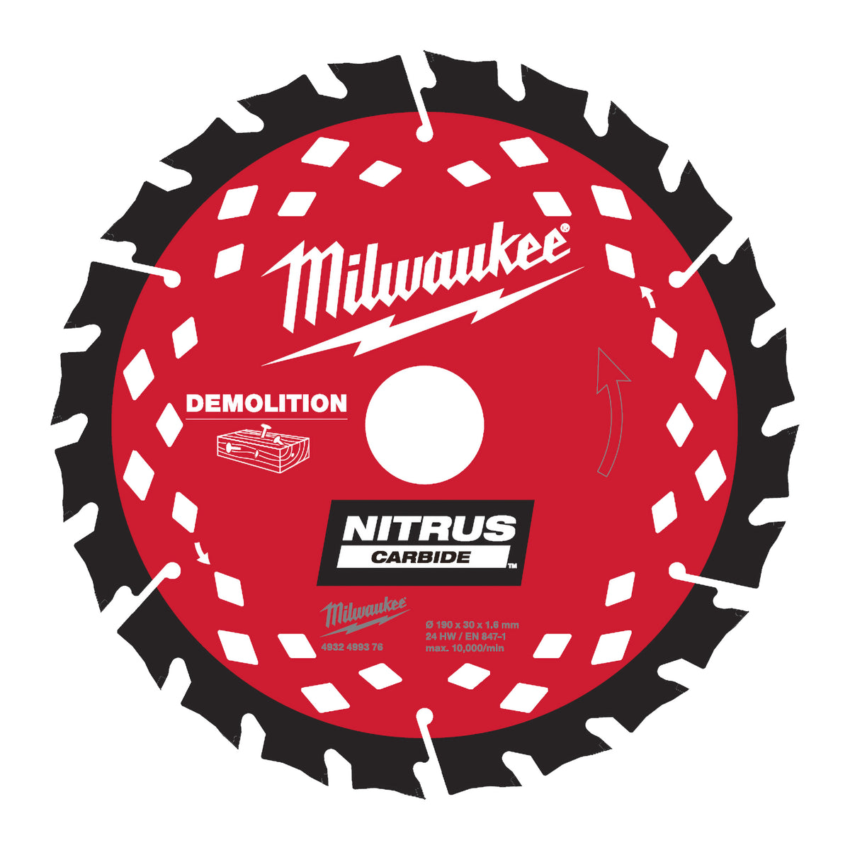 Milwaukee Kreissägeblatt Nitrus Holz für Handkreissägen Ø 190 x 30 mm Z24 Wechselzahn 1.6 mm Blattstärke – Produktbild 1