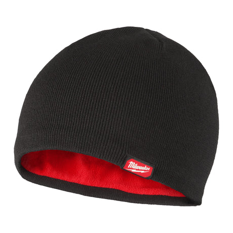 Milwaukee Mütze mit Fleece-Innenfutter – Schwarz / rotes Fleecefutter