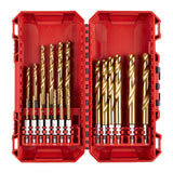 Milwaukee SHOCKWAVE Metallbohrer HSS-G RED HEX Titan 1/4" Set – 19-teilig – Produktbild 1