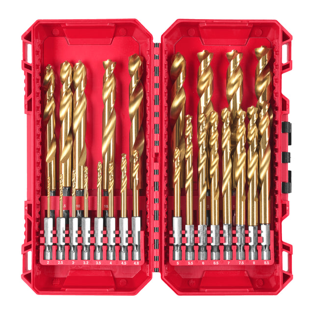 Milwaukee SHOCKWAVE Metallbohrer HSS-G RED HEX Titan 1/4" Set – 25-teilig – Produktbild 1