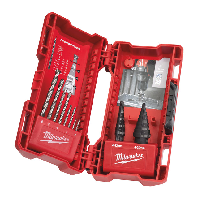 Milwaukee Stufenbohrer- und Metallbohrerset Set – 10-teilig – Produktbild 1