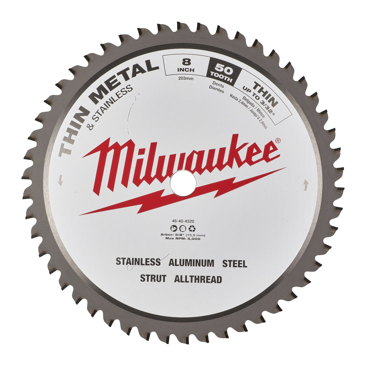 Milwaukee Kreissägeblatt für Metall-Handkreissägen Ø 203 x 15.87 mm Z50 – Produktbild 1
