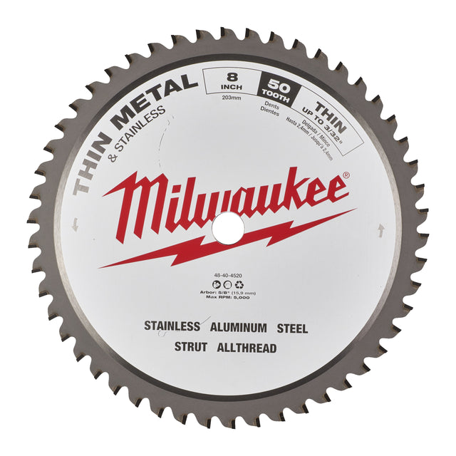 Milwaukee Kreissägeblatt für Metall-Handkreissägen Ø 203 x 15.87 mm Z50 – Produktbild 1