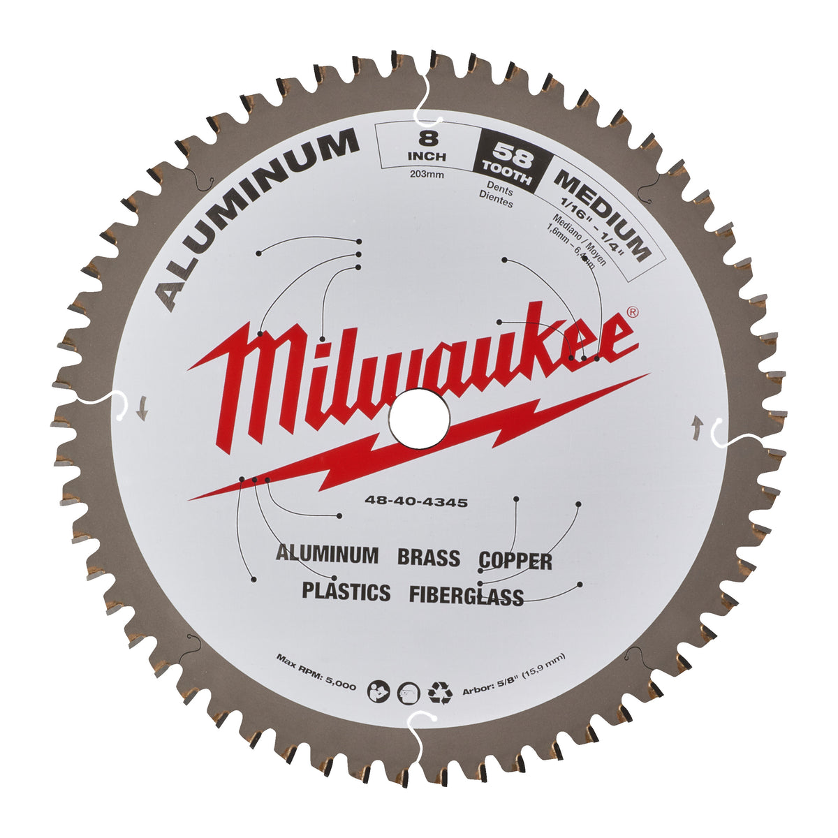Milwaukee Kreissägeblatt für Metall-Handkreissägen Ø 203 x 15.87 mm Z58 – Produktbild 1