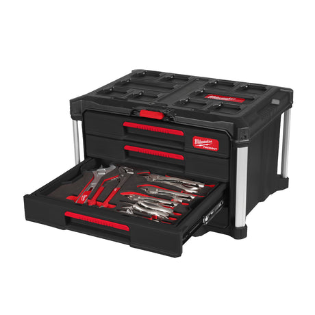 Milwaukee Schraubendreher, Zangen und Hammer Set 76-teiliges Set im PACKOUT Koffer mit Schubladen – Produktbild 1