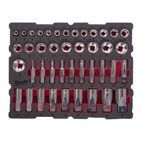 Milwaukee 1/2" Steckschlüsseleinsätze Einlage 42-teilige Einlage für PACKOUT Koffer mit Schubladen – Produktbild 1