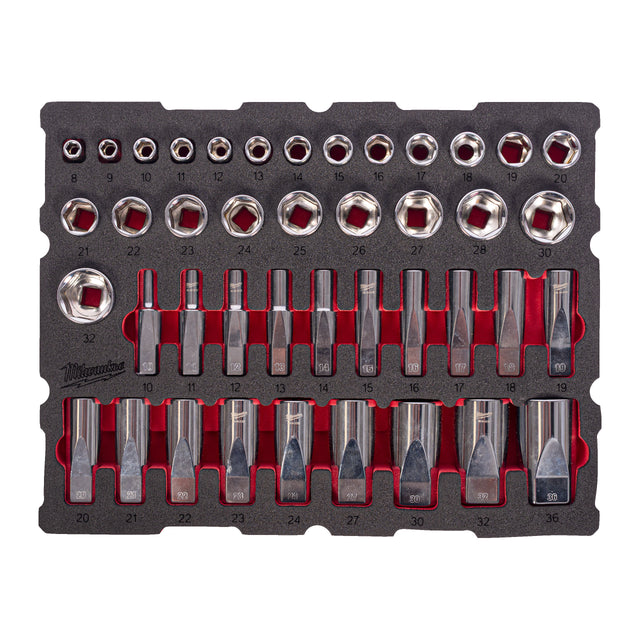 Milwaukee 1/2" Steckschlüsseleinsätze Einlage 42-teilige Einlage für PACKOUT Koffer mit Schubladen – Produktbild 1