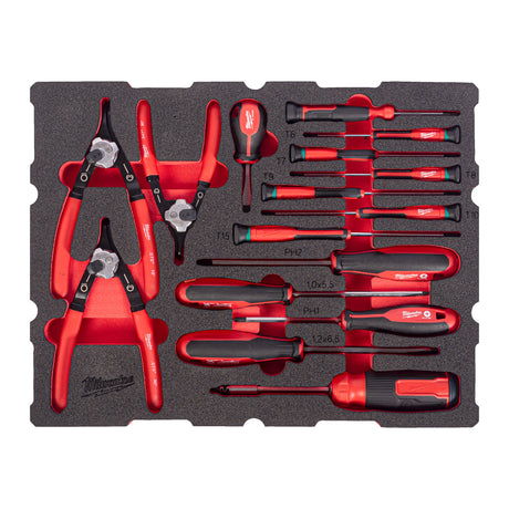 Milwaukee Schraubendreher und Sicherungsringzangen Einlage 44-teilige Einlage für PACKOUT Koffer mit Schubladen – Produktbild 1