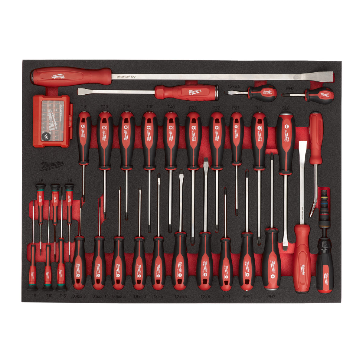 Milwaukee Tri-Lobe Schraubendreher und Stemmeisen Einlage 70-teilige Einlage für Werkstattwagen 36"/46" – Produktbild 1