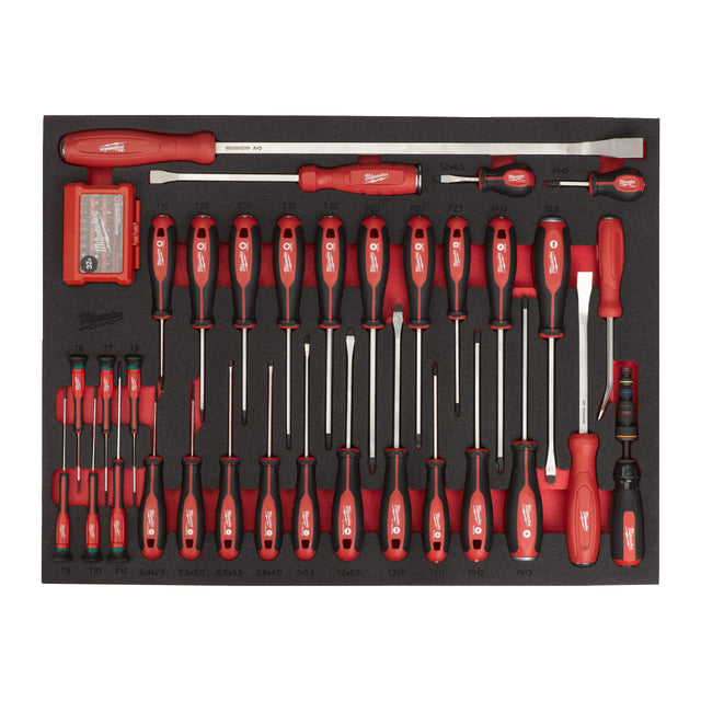 Milwaukee Tri-Lobe Schraubendreher und Stemmeisen Einlage 70-teilige Einlage für Werkstattwagen 36"/46" – Produktbild 1