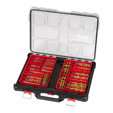 Milwaukee SHOCKWAVE Metallbohrer HSS-G RED HEX Titan 1/4" 220-teiliges Set im PACKOUT Organiser Slim – Produktbild 1